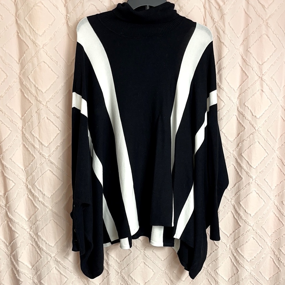 Alfani black and white poncho type sweater